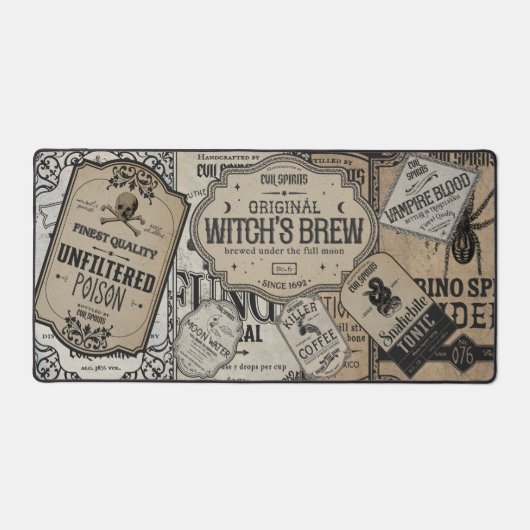 Spooky Drinks Labels Halloween, Hexenmeister Schreibtischunterlage (Vorderseite)