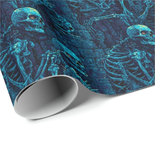 Spooky Dungeon Skeleton D&D Untot Geschenkpapier (Rolleneckpunkt)