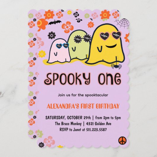 Spooky ein erster Geburtstag Einladung (Vorne/Hinten)