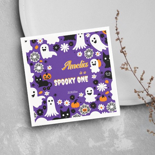 Spooky ein Halloween Geburtstag Groovy Retro-Désie Serviette