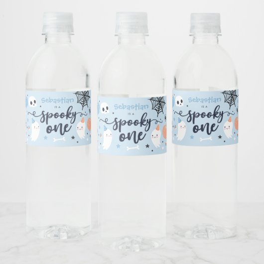 Spooky Ein Niedliches Halloween Ghost 1. Geburtsta Wasserflaschenetikett (Flaschen)