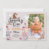 Spooky ein Pumpkin Halloween Geburtstag mit Foto Einladung (Vorderseite)