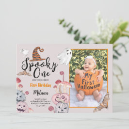 Spooky ein Pumpkin Halloween Geburtstag mit Foto Einladung