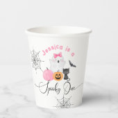 Spooky Ein rosa Halloween Geburtstagskind Pappbecher (Vorderseite)