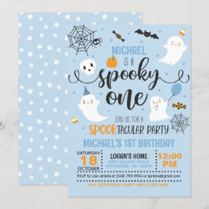 Spooky Einladung zum Geburtstag - Junge (blau)