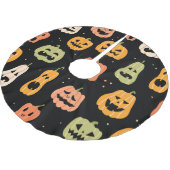 Spooky Elegance: Halloween Pumpkin Art Polyester Weihnachtsbaumdecke (Schrägansicht)