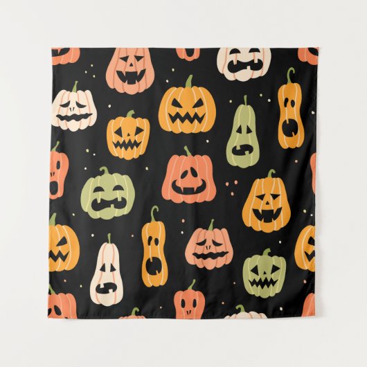 Spooky Elegance: Halloween Pumpkin Art Wandteppich (Vorderseite)