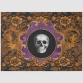 Spooky Elegant Orange Hallloween Skull auf Damask Seidenpapier (Vorderseite)