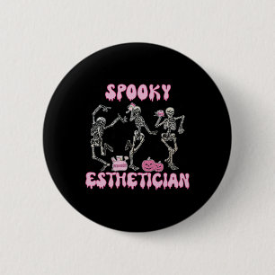 Spooky Esthetician Halloween Skeleton Hauttherapie Button