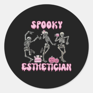 Spooky Esthetician Halloween Skeleton Hauttherapie Runder Aufkleber