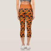Spooky Evil Eye Orange & Black Halloween Muster Capri Leggings (Rückseite)