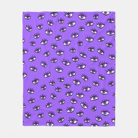 Spooky Evil Eyes Lila Halloween Fleecedecke (Vorderseite)