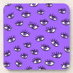 Spooky Evil Eyes Lila Halloween Getränkeuntersetzer