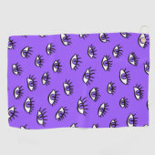 Spooky Evil Eyes Lila Halloween Golfhandtuch (Horizontal)
