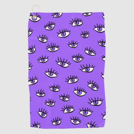 Spooky Evil Eyes Lila Halloween Golfhandtuch (Vorderseite)
