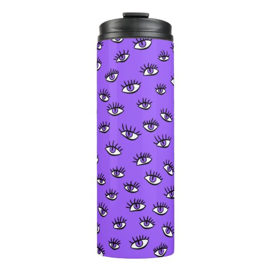 Spooky Evil Eyes Lila Halloween Thermosbecher (Vorderseite)