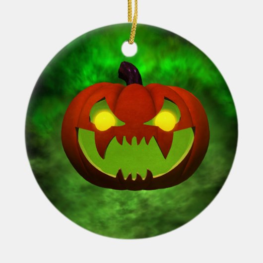 Spooky Evil Halloween Pumpkin Keramikornament (Vorne)