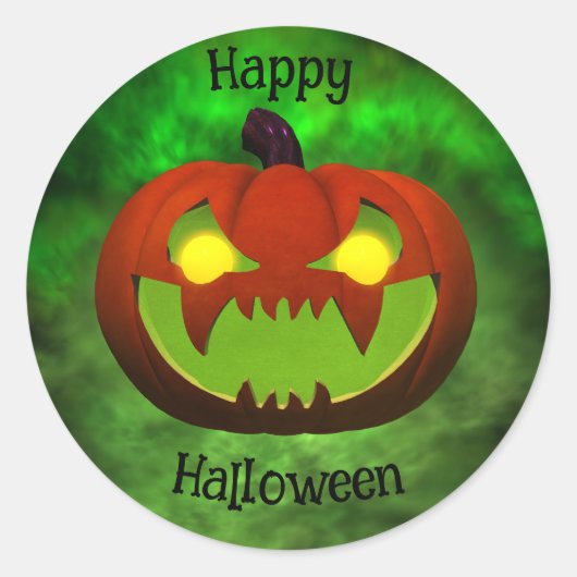 Spooky Evil Halloween Pumpkin Runder Aufkleber (Vorderseite)