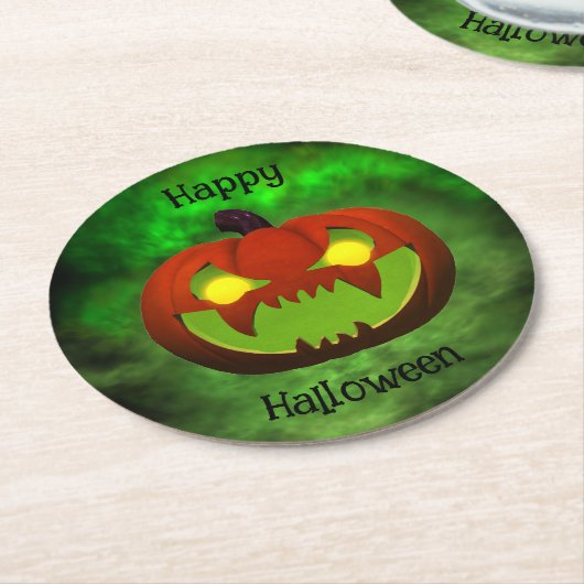 Spooky Evil Halloween Pumpkin Runder Pappuntersetzer (Angewinkelt)