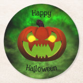 Spooky Evil Halloween Pumpkin Runder Pappuntersetzer (Vorderseite)