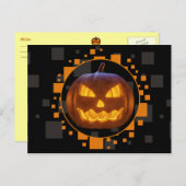 Spooky Evil Pumpkin Orange Black Grey Halloween Postkarte (Vorne/Hinten)