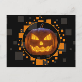 Spooky Evil Pumpkin Orange Black Grey Halloween Postkarte