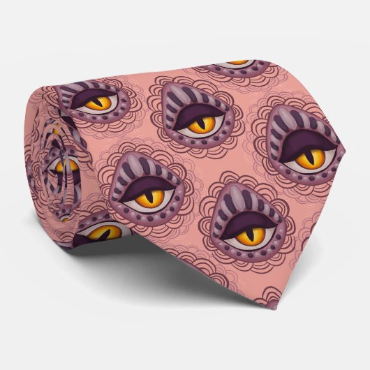Spooky Eye Pink Witchy Halloween Krawatte (Gerollt)