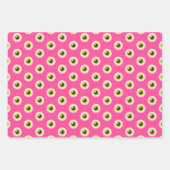 Spooky Eyeball Pattern Pink Lila grünes Halloween Geschenkpapier Set (Vorderseite 2)