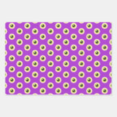 Spooky Eyeball Pattern Pink Lila grünes Halloween Geschenkpapier Set (Vorderseite)