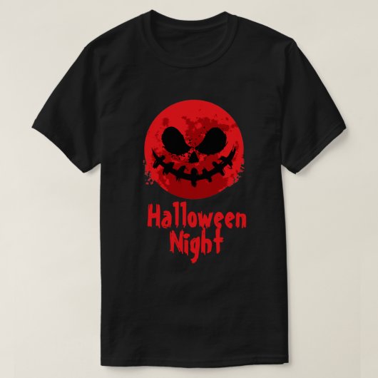 Spooky Face in Red Moon Happy Halloween T - Shirt (Design vorne)