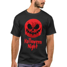 Spooky Face in Red Moon Happy Halloween T - Shirt