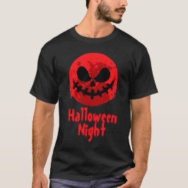 Spooky Face in Red Moon Happy Halloween T - Shirt