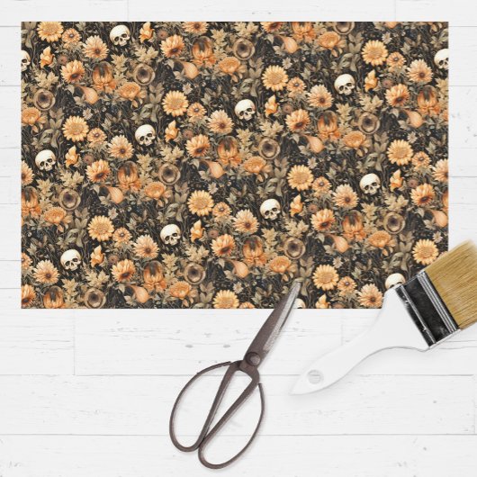 Spooky Fall Floral Skull Seidenpapier
