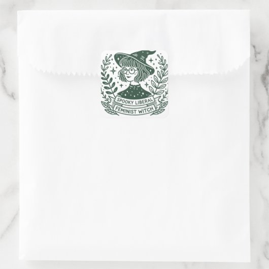 SPOOKY-Feministin Hexe Quadratischer Aufkleber (Tasche)