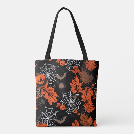 Spooky festliche Orange schwarz vibranween Hallowe Tasche (Rückseite)