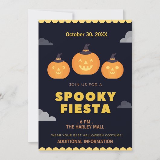 Spooky Fiesta Custom Halloween-Party Einladung (Vorderseite)
