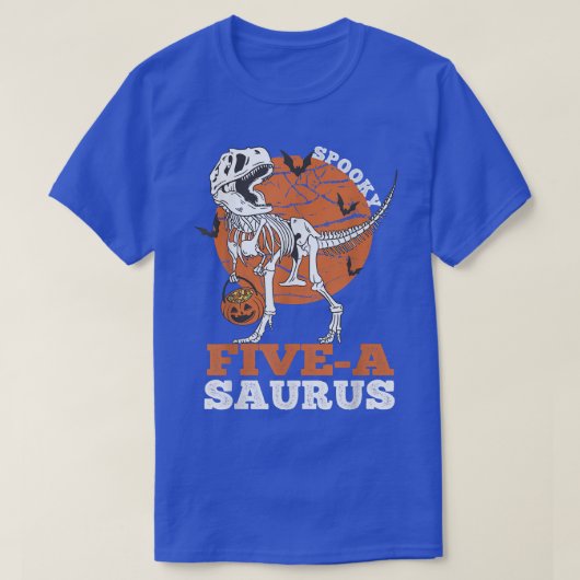 Spooky Five A Saurus Dinosaur Skeleton T rex Pumpk T-Shirt (Design vorne)
