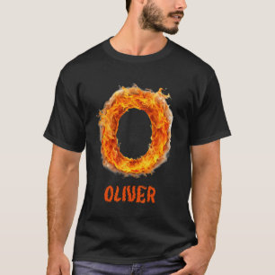 Spooky Flame Oliver Halloween Letter Boys Name T-Shirt