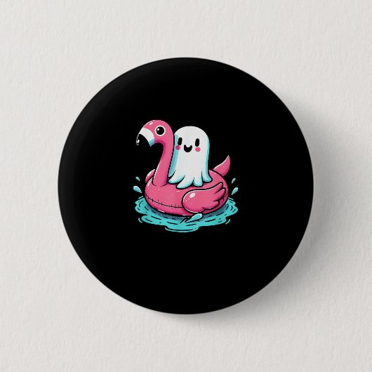 Spooky Flamingo Funny Spooky Summer Summerween Button (Vorderseite)