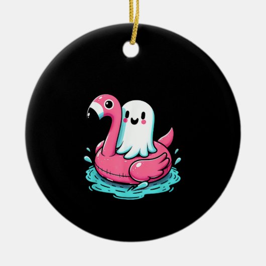 Spooky Flamingo Funny Spooky Summer Summerween Keramik Ornament (Vorne)