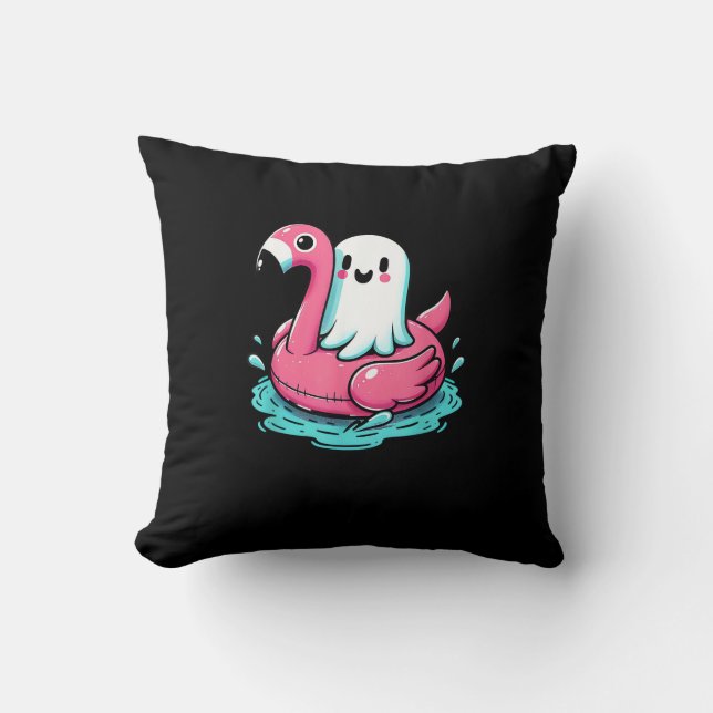 Spooky Flamingo Funny Spooky Summer Summerween Kissen (Vorderseite)