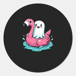 Spooky Flamingo Funny Spooky Summer Summerween Runder Aufkleber