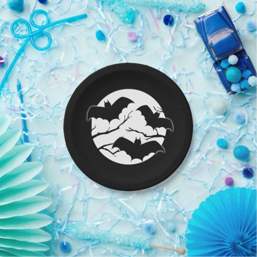 Spooky Fledermäuse auf Mond Halloween Party Plates Pappteller (Party)