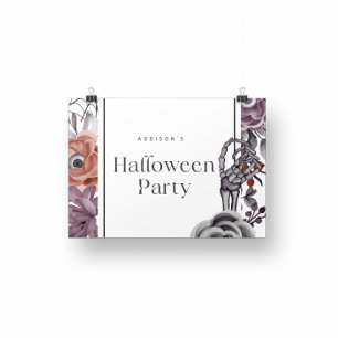 Spooky Floral Halloween Geburtstagsparty Card Poster