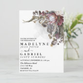 Spooky Floral Halloween Goth Herbsthochzeit Einladung (Stehend Vorderseite)