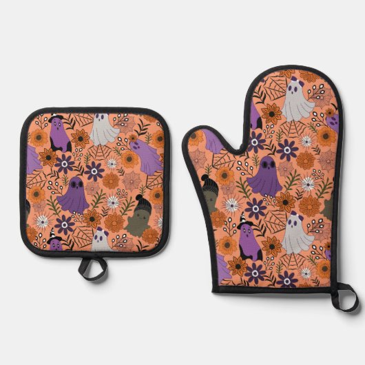 Spooky floral ofenhandschuh & Topflappen-Set (Vorderseite)
