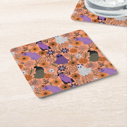 Spooky floral rechteckiger pappuntersetzer (angewinkelt)