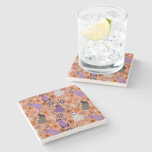 Spooky floral steinuntersetzer (Seitenansicht)