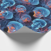 Spooky Florescent Blue Skulls Halloween Geschenkpapier (Ecke)