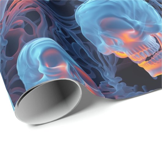 Spooky Florescent Blue Skulls Halloween Geschenkpapier (Rolleneckpunkt)